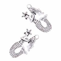 Tibetan Style Pendants, Mermaid, plated, DIY, silver color, 30mm, Sold By PC