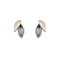 Zinc Alloy Stud Earring 925 thailand sterling silver post pin Leaf high quality plated fashion jewelry & for woman & enamel Sold By Pair