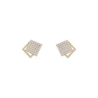 Cubic Zirconia Micro Pave Brass Earring 925 thailand sterling silver post pin real gold plated fashion jewelry & for woman & with cubic zirconia golden Sold By Pair