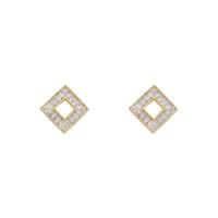 Messing oorbellen met micro-paved kubieke zirconia's, 925 thailand sterling zilver oorbel bericht, echt goud verguld, mode sieraden & voor vrouw & met zirkonia, gouden, 15x15mm, Verkocht door pair