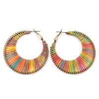 alliage de zinc boucle d'oreille cercle, avec Caddice, bijoux de mode & pour femme, multicolore, 50x50mm, Vendu par paire
