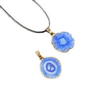 Ice Quartz Agate Pendant Ores with Brass gold color plated Unisex nickel lead & cadmium free 25-30mmx5-6mm Sold By PC