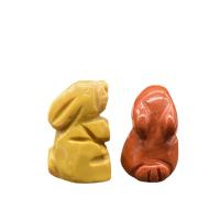 حجر طبيعي زخرفة, أرنب, منحوتة, أرسلت عشوائيا & للجنسين, الألوان المختلطة, 15x25mm, تباع بواسطة PC