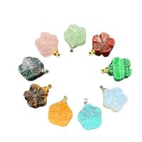 Gemstone Pendants Jewelry, Natural Stone, Flower, polished, different materials for choice & Unisex, more colors for choice, 18mm, Sold By PC