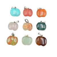 Gemstone Pendants Jewelry, Natural Stone, Apple, different materials for choice & Unisex, more colors for choice, nickel, lead & cadmium free, 20mm, Sold By PC