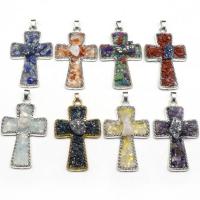Gemstone Pendants Jewelry Zinc Alloy with Gemstone Cross silver color plated fashion jewelry nickel lead & cadmium free Sold By PC