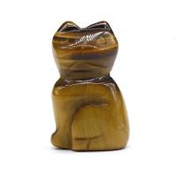 Gemstone Decoration, Cat, Carved, mixed colors, 16x22x34mm, 12PC/Box, Sold By Box
