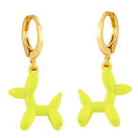 Huggie Hoop Drop Earring Brass Dog gold color plated fashion jewelry & enamel nickel lead & cadmium free Sold By PC