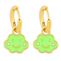 Huggie Hoop Drop Earring Brass gold color plated fashion jewelry & enamel nickel lead & cadmium free Sold By PC