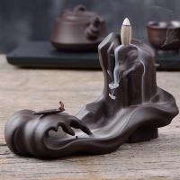 Backflow Incense Burner, Purple Clay, handmade, for home and office & durable, 220x95x145mm, Sold By PC