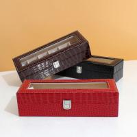 Kijk Jewelry Box, PU, met Fibreboard voor middelste dichtheid, Duurzame & krokodil graan, meer kleuren voor de keuze, 305x110x80mm, Verkocht door PC