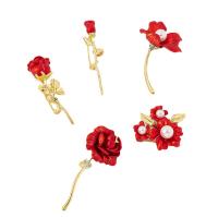 Tibetan Style Brooches, with Plastic Pearl, Rose, gold color plated, different styles for choice & for woman, nickel, lead & cadmium free, Sold By PC