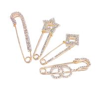 Zinc Alloy Brooches gold color plated & for woman & with rhinestone nickel lead & cadmium free 60mm Sold By PC