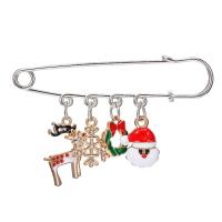 Christmas Brooches Zinc Alloy plated Christmas Design & for woman & enamel nickel lead & cadmium free 40mm Sold By PC