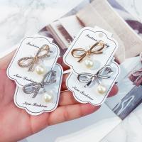 Zinc Alloy Brooches with Plastic Pearl Bowknot plated & for woman & with rhinestone nickel lead & cadmium free Sold By PC