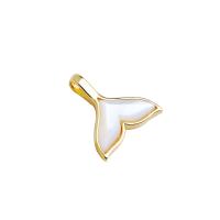 Brass Jewelry Pendants, with White Shell, Mermaid tail, 14K gold plated, DIY, nickel, lead & cadmium free, 15x16.50mm, Hole:Approx 2.5mm, Sold By PC