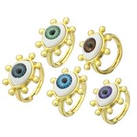 Brass Open Finger Ring with Plastic Eye gold color plated Adjustable US Ring Sold By Lot
