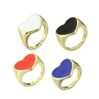 Messing Open -Finger-Ring, Herz, goldfarben plattiert, Einstellbar & Emaille, keine, Größe:7, 10PCs/Menge, verkauft von Menge