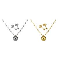 Fashion Stainless Steel Jewelry Sets, Stud Earring & necklace, with Brass, stainless steel post pin, plated, for woman, more colors for choice, 3x3mm, Length:Approx 18 Inch, Sold By Set
