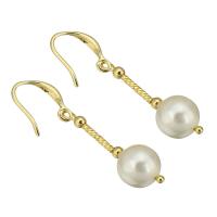 South Sea Shell Earring, Stainless Steel, with Shell Pearl, gold color plated, for woman, 44mm, Sold By Pair