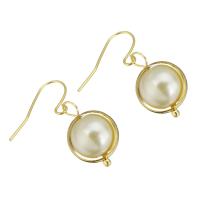 South Sea Shell Earring, Stainless Steel, with Shell Pearl, gold color plated, for woman, 28mm, Sold By Pair