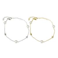 Stainless Steel Jewelry Bracelet, with Plastic Pearl, plated, for woman, more colors for choice, Length:Approx 9.45 Inch, Sold By PC
