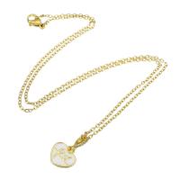Cubic Zircon Micro Pave Brass Necklace with stainless steel chain Heart plated micro pave cubic zirconia & for woman & enamel Length Approx 18.8 Inch Sold By PC