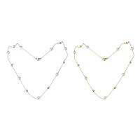 Collar de perlas de plástico, acero inoxidable, con Perlas plásticas, chapado, para mujer, más colores para la opción, 4*4mm,6*6mm, longitud:aproximado 17.6 Inch, Vendido por UD