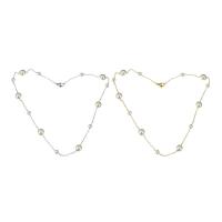 Plastic Pearl Necklace Stainless Steel with Plastic Pearl plated for woman 5*5mm 8*8mm Length Approx 17 Inch Sold By PC