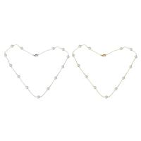 Collar de perlas de plástico, acero inoxidable, con Perlas plásticas, chapado, para mujer, más colores para la opción, 6x6mm, longitud:aproximado 17.6 Inch, Vendido por UD