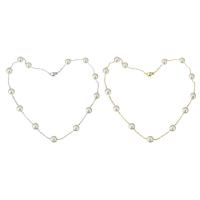 Collar de perlas de plástico, acero inoxidable, con Perlas plásticas, chapado, para mujer, más colores para la opción, 8x8mm, longitud:aproximado 17 Inch, Vendido por UD