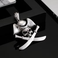 Stainless Steel Skull Pendants, without cord & for man, original color, 48x49mm, Sold By PC