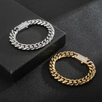 Stainless Steel Jewelry Bracelet plated & micro pave cubic zirconia & for man 12mm Sold By PC