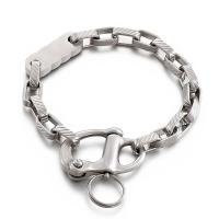 Bijoux bracelet en acier inoxydable, pour homme, couleur originale, 8mm, Longueur:Environ 8.66 pouce, Vendu par PC