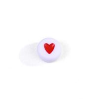 Perle acrylique, coeur, DIY & émail, couleurs mélangées, 4x7mm, 3900PC/sac, Vendu par sac
