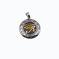 Stainless Steel Pendants, Round, polished, with eye pattern, mixed colors, 3-5cm, Sold By PC