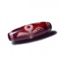 Perles agate dzi tibétaine naturelle, agate Tibétaine, tambour, poli, DIY, rouge, 13x37mm, Vendu par PC