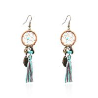 Fashion Fringe Earrings, Tibetan Style, with Caddice & turquoise, plated, fashion jewelry & for woman, 90x22mm, Sold By Pair