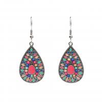Tibetan Style Drop Earrings, plated, fashion jewelry & for woman & enamel, more colors for choice, 50x20mm, Sold By Pair