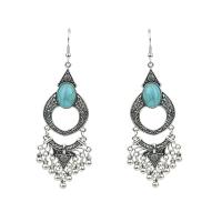 Boucle d'oreille turquoise, alliage de zinc, avec turquoise, Placage, bijoux de mode & pour femme, plus de couleurs à choisir, 90x32mm, Vendu par paire