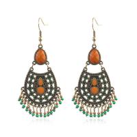 Zinc Alloy Drop Earrings with Seedbead plated fashion jewelry & imitation gemstone & for woman & enamel Sold By Pair