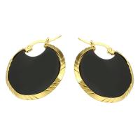 Stainless Steel Drop Earring with Acrylic fashion jewelry & for woman black Sold By Pair