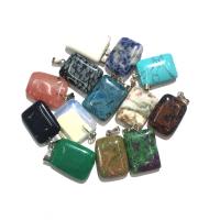 Gemstone Pendants Jewelry with Iron Rectangle silver color plated fashion jewelry Sold By PC