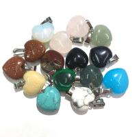 Bijoux Pendentifs en pierres gemmes, pierre gemme, avec fer, Placage de couleur argentée, bijoux de mode, plus de couleurs à choisir, 16mm, Vendu par PC