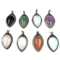 Gemstone Pendants Jewelry, with Tibetan Style, Teardrop, fashion jewelry, more colors for choice, 25x50mm, Sold By PC