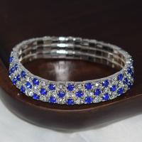 Rhinestone Bracelet Iron silver color plated fashion jewelry & with rhinestone 10mm Inner Approx 50mm Sold By PC