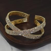 Iron Cuff Bangle, plated, fashion jewelry & with rhinestone, more colors for choice, 25mm, Inner Diameter:Approx 52mm, Sold By PC