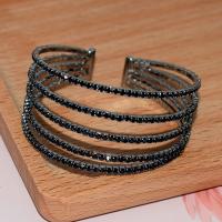 Iron Cuff Bangle plated fashion jewelry & multilayer & with rhinestone 34mm Inner Approx 55mm Sold By PC