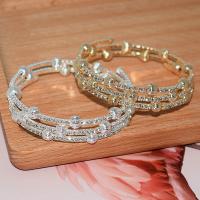 Iron Bangle plated fashion jewelry & multilayer & with rhinestone 14mm Inner Approx 55mm Sold By PC