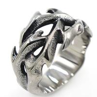 316L Stainless Steel Finger Ring, antique silver color plated, Unisex, 15x13mm, Sold By PC